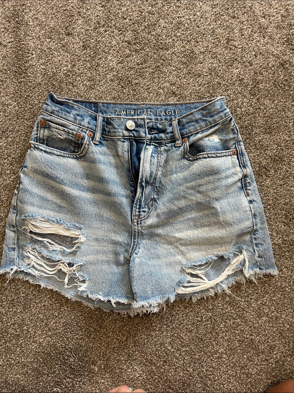 American Eagle Outfitters Light Blue Distressed Denim Mini Skirt